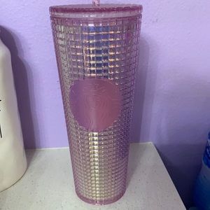 Starbucks pink grid cup